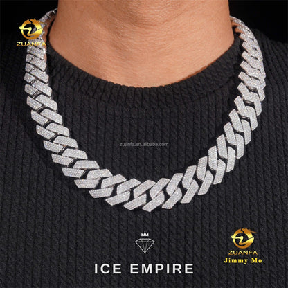 Iced Out 925 Silver Moissanite Cuban Chain