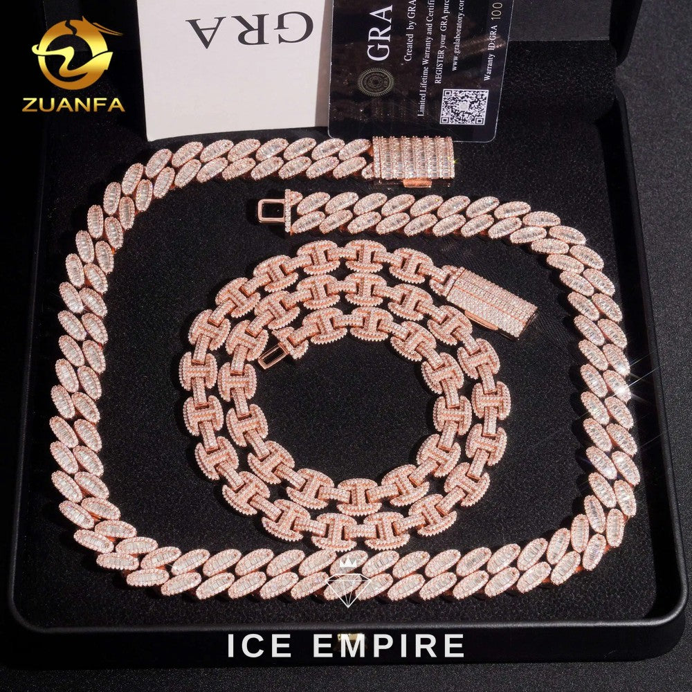 Iced Out Rose Gold Plated Moissanite Cuban Chain