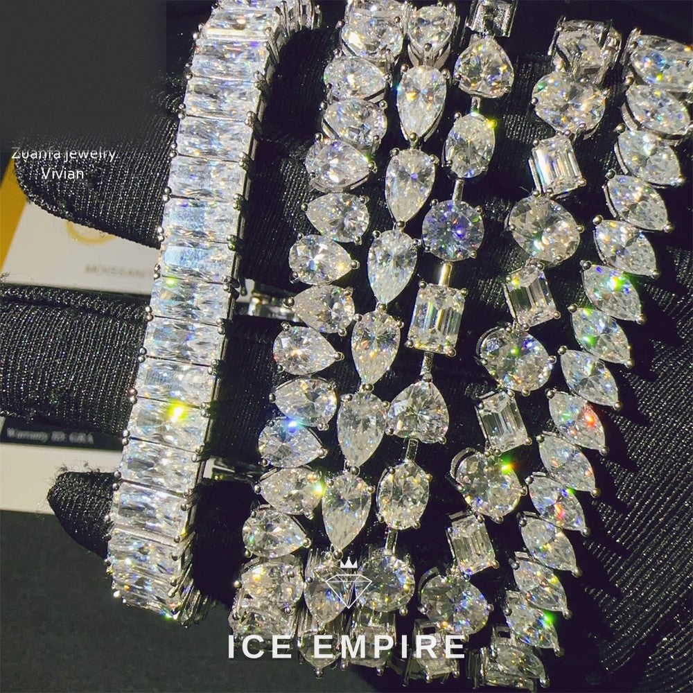 Iced Out 925 Silver Moissanite Tennis Chain