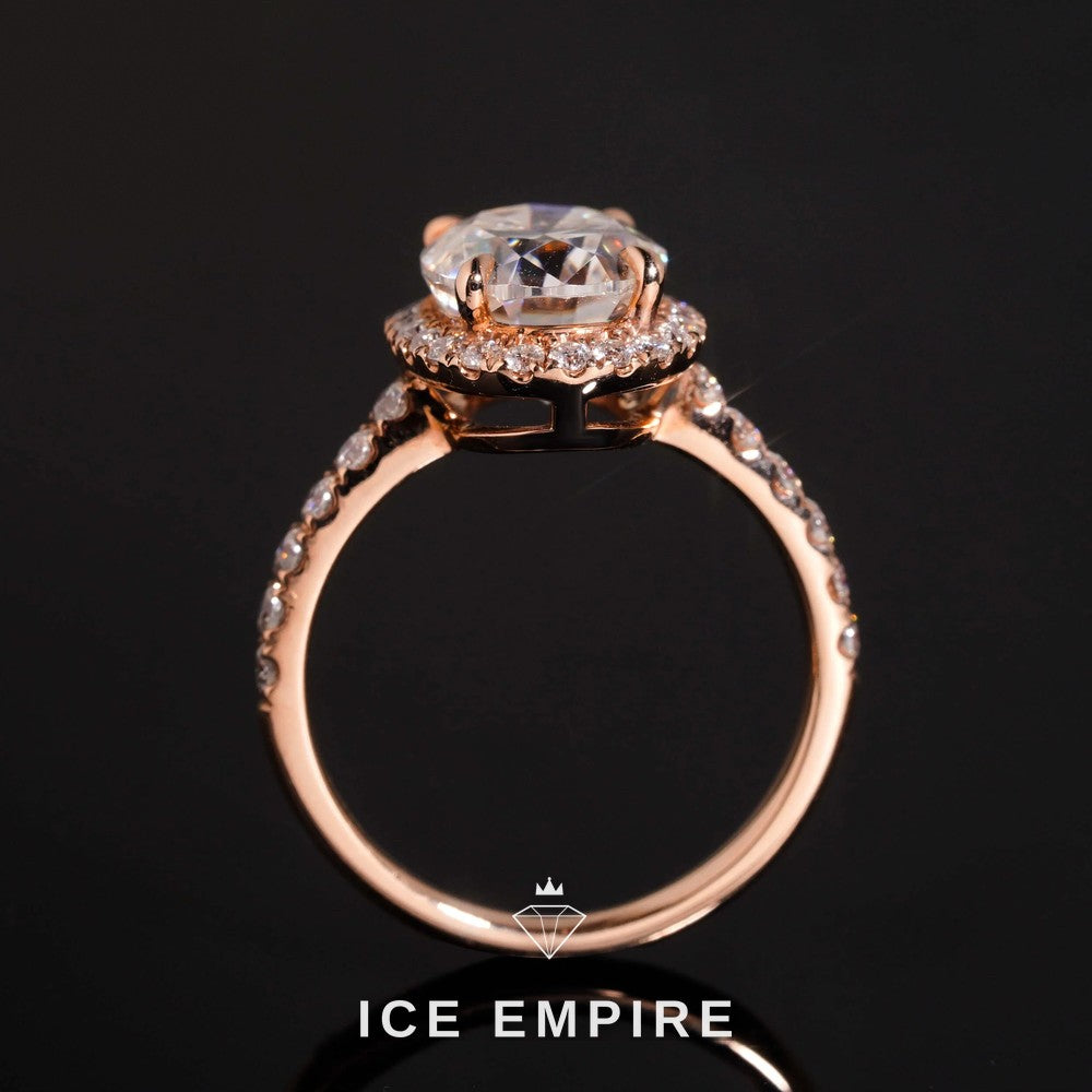 Iced Out Rose Gold Moissanite Engagement Ring