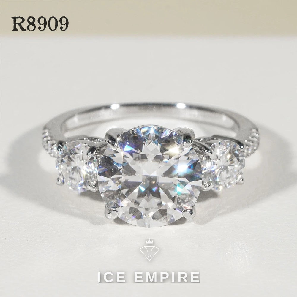Iced Out 925 Silver Moissanite Engagement Ring