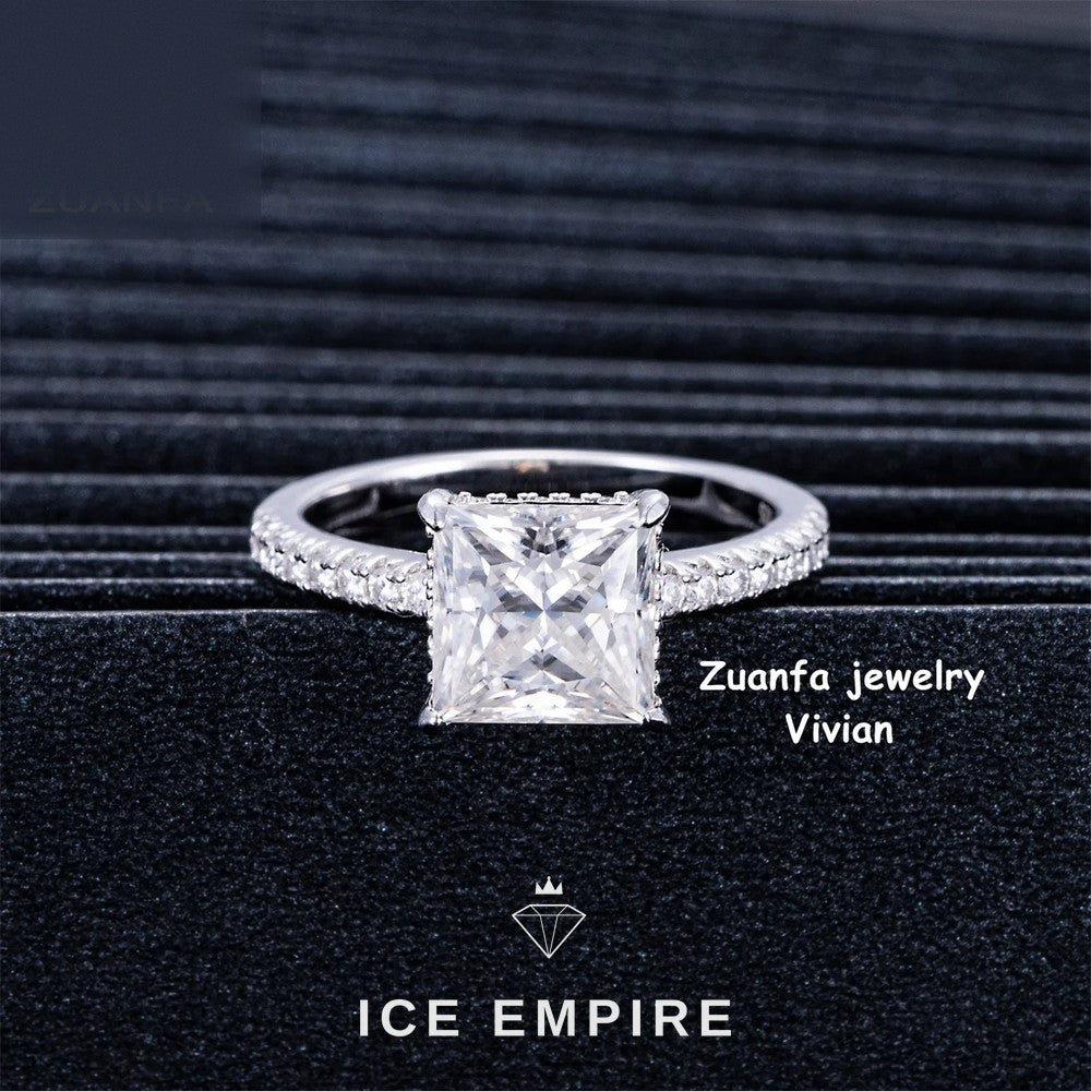 Iced Out 925 Silver Moissanite Ring