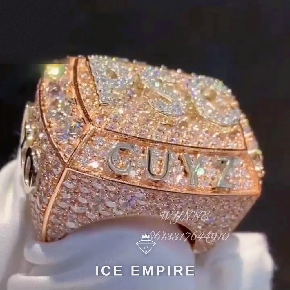 Iced Out 14K Gold Moissanite Ring
