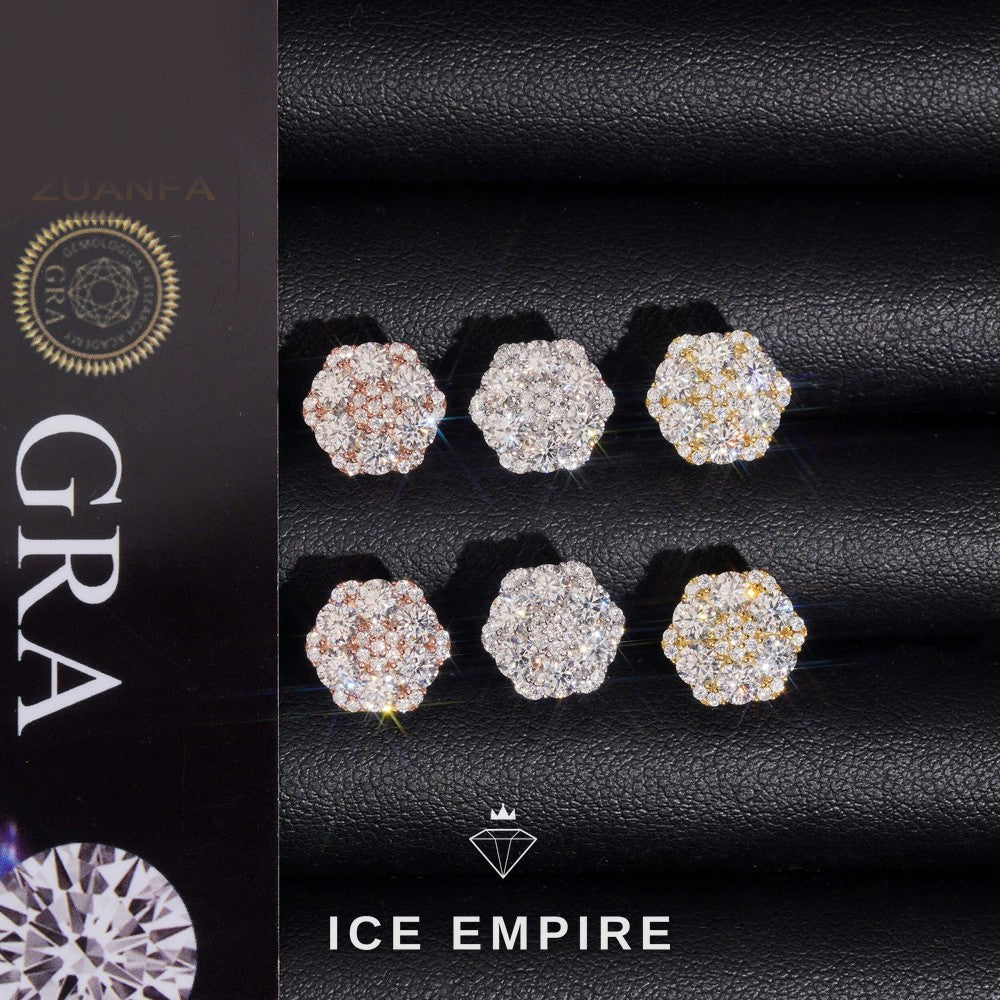 Iced Out 925 Silver Moissanite Earrings
