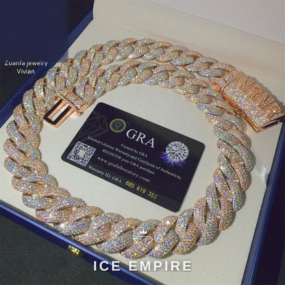 Iced Out Rose Gold Plated Moissanite Cuban Chain