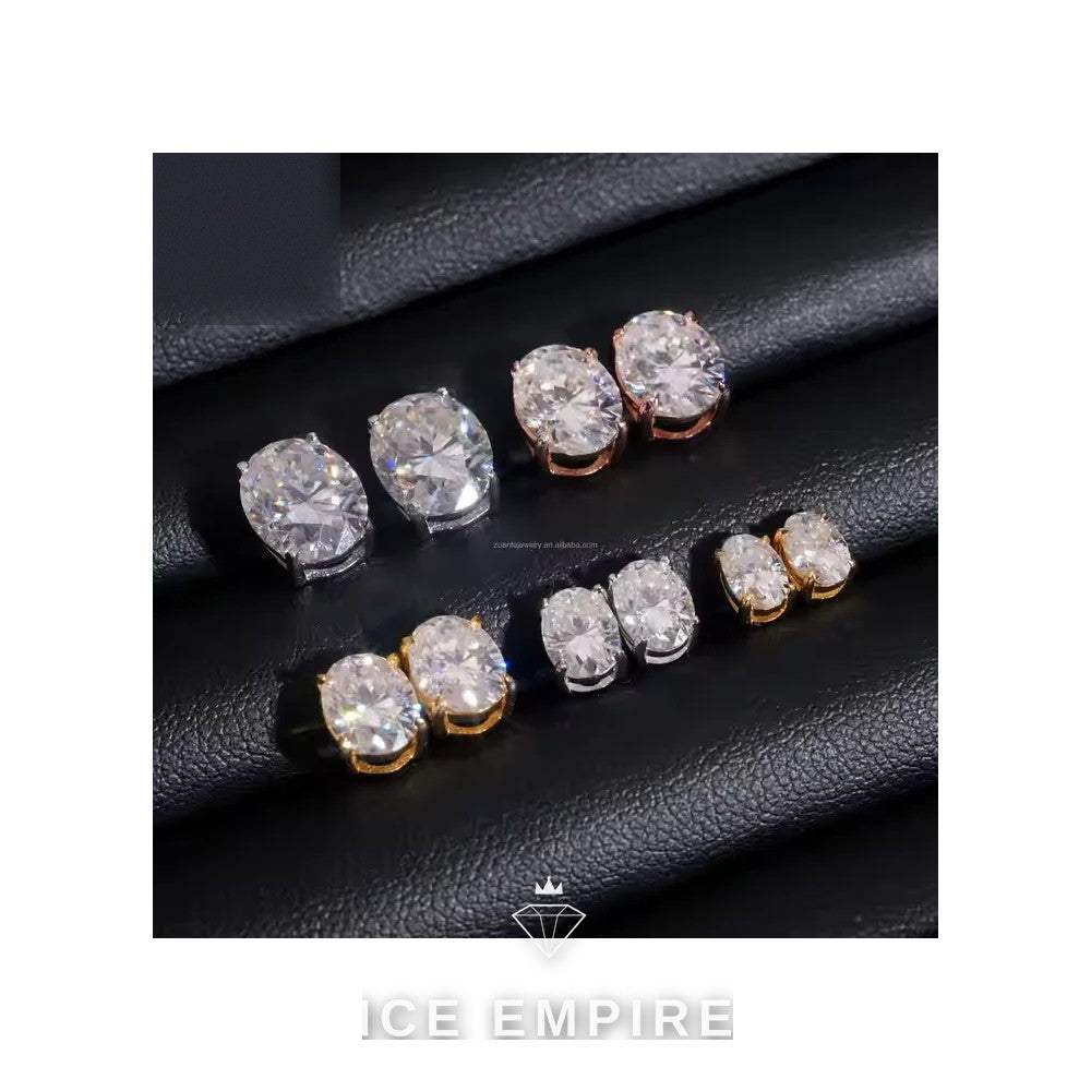 Iced Out Rose Gold Plated Moissanite Stud Earrings
