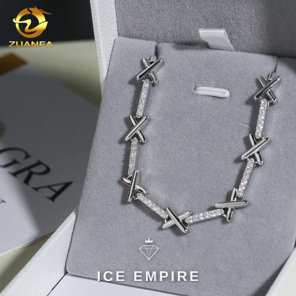 Iced Out Cross Rose Gold Plated Moissanite Cuban Chain