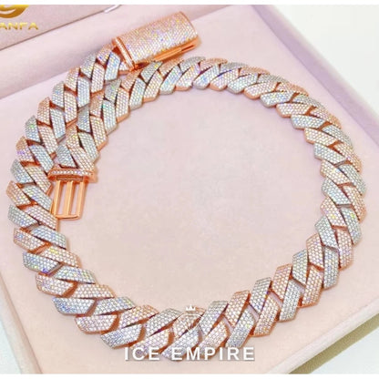 Iced Out Rose Gold Plated Moissanite Cuban Chain