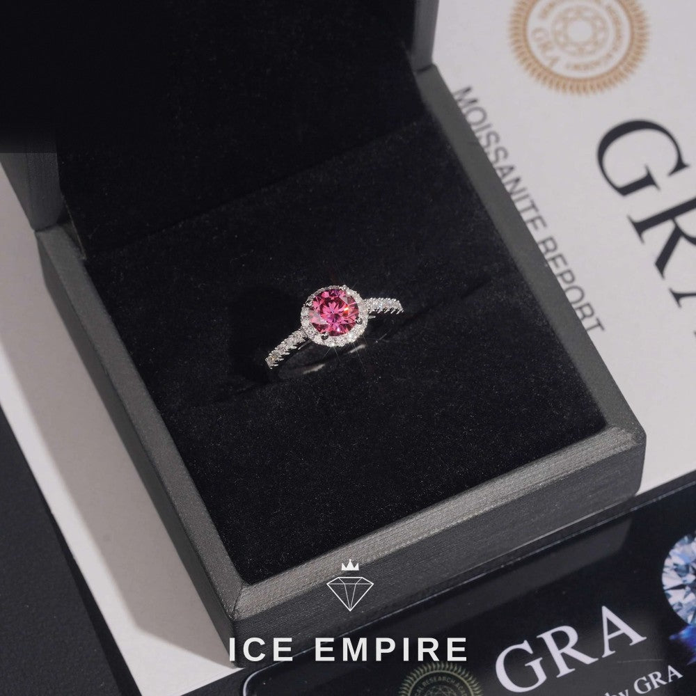 Iced Out 925 Silver Moissanite Engagement Ring