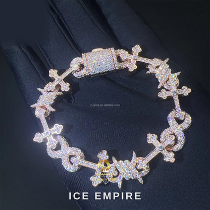 Iced Out Cross Rose Gold Plated Moissanite Cuban Chain