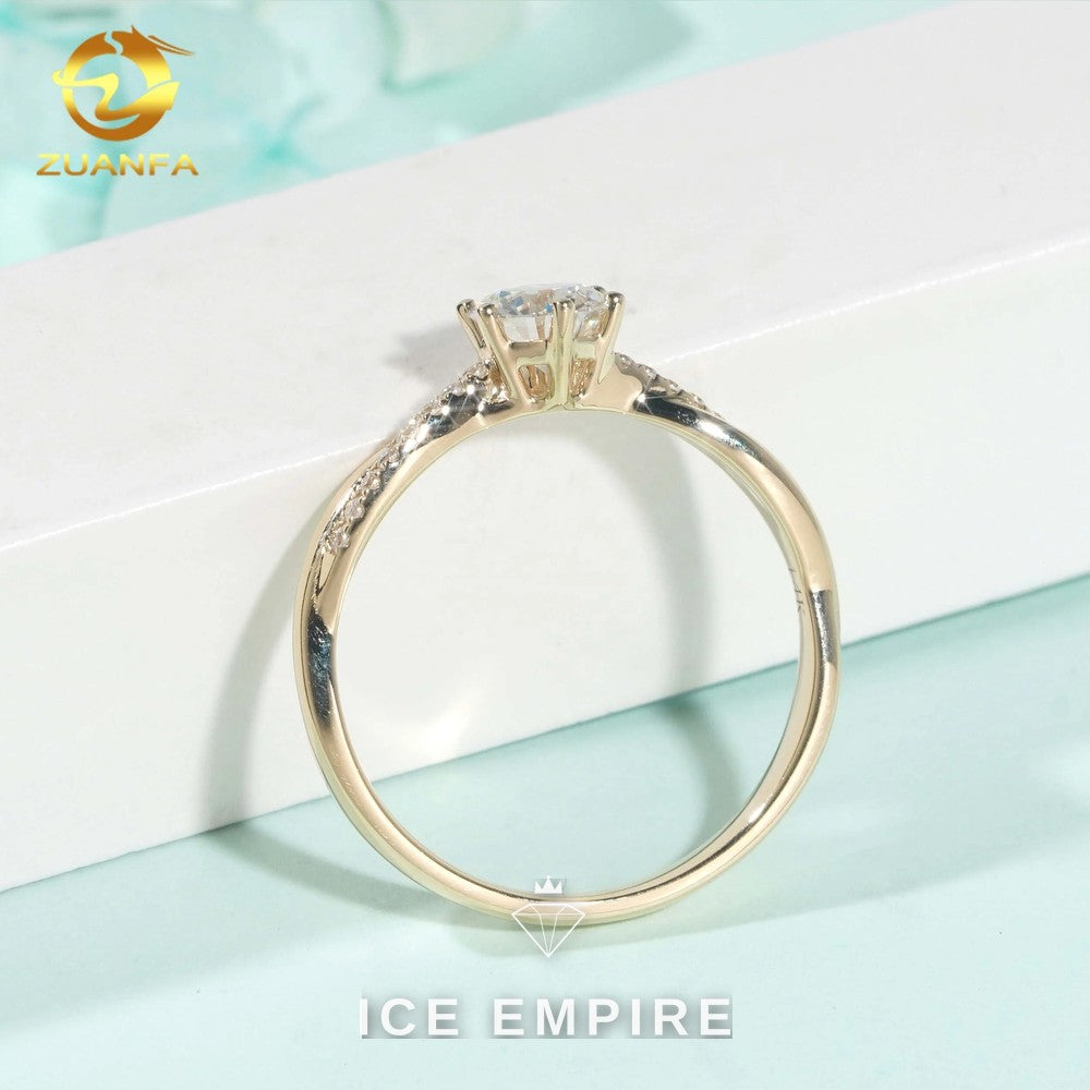 Iced Out 9K Gold Moissanite Engagement Ring