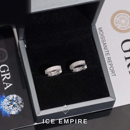 Iced Out 925 Silver Moissanite Hoop Earrings