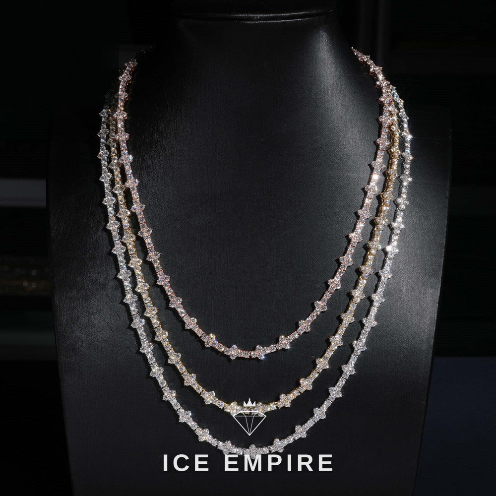 Iced Out Cross Rose Gold Plated Moissanite Cuban Chain
