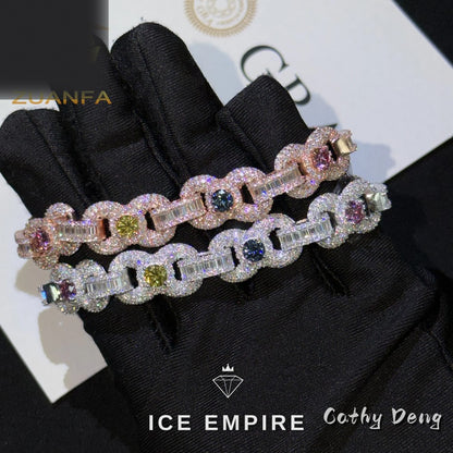 Iced Out 925 Silver Moissanite Cuban Chain