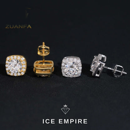 Iced Out Gold Plated Moissanite Stud Earrings