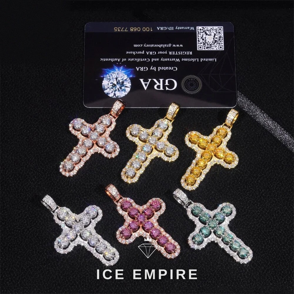 Iced Out Cross 925 Silver Moissanite Pendant