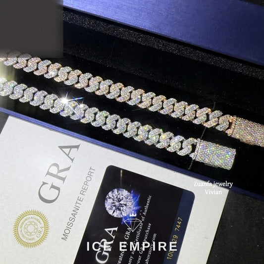 Iced Out 925 Silver Moissanite Cuban Chain