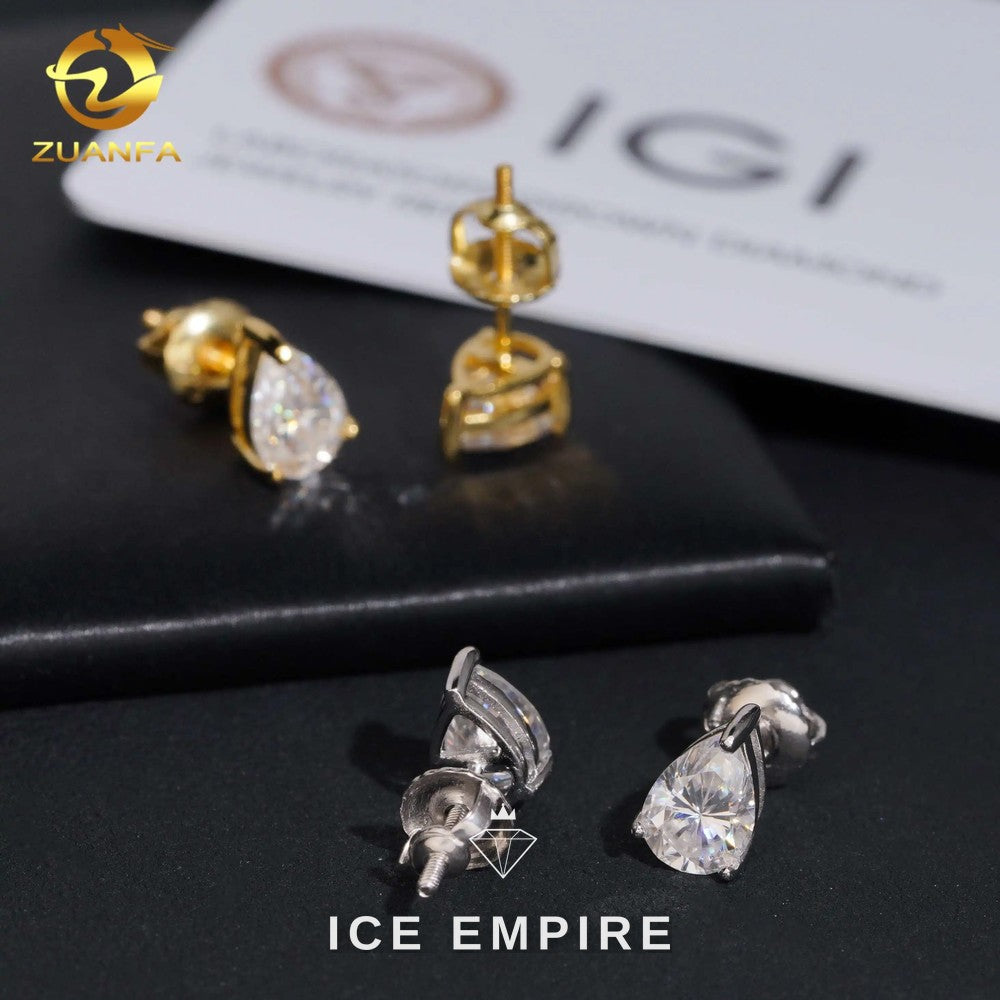 Iced Out 10K Gold Lab Grown Diamond Stud Earrings