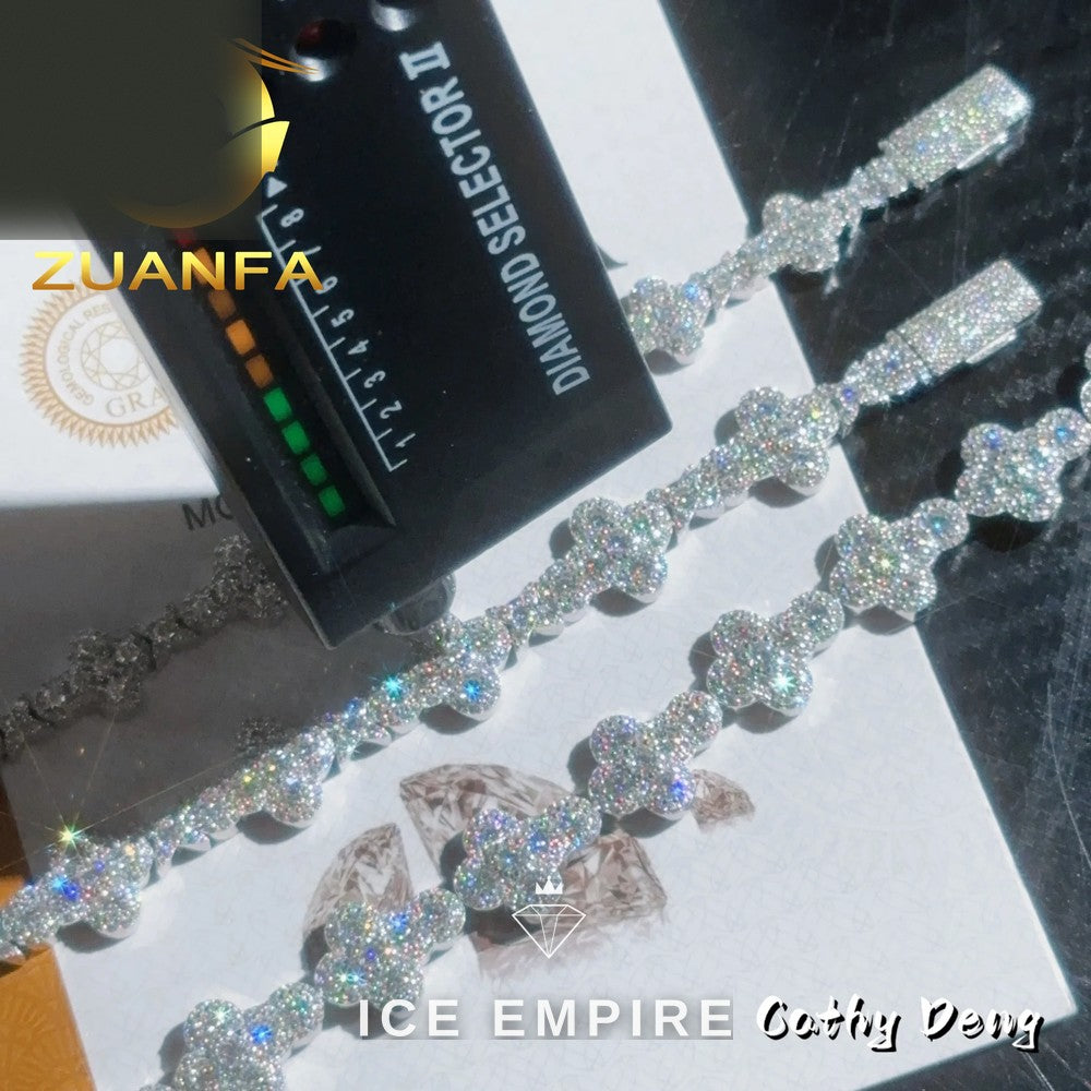 Iced Out Cross 925 Silver Moissanite Cuban Chain