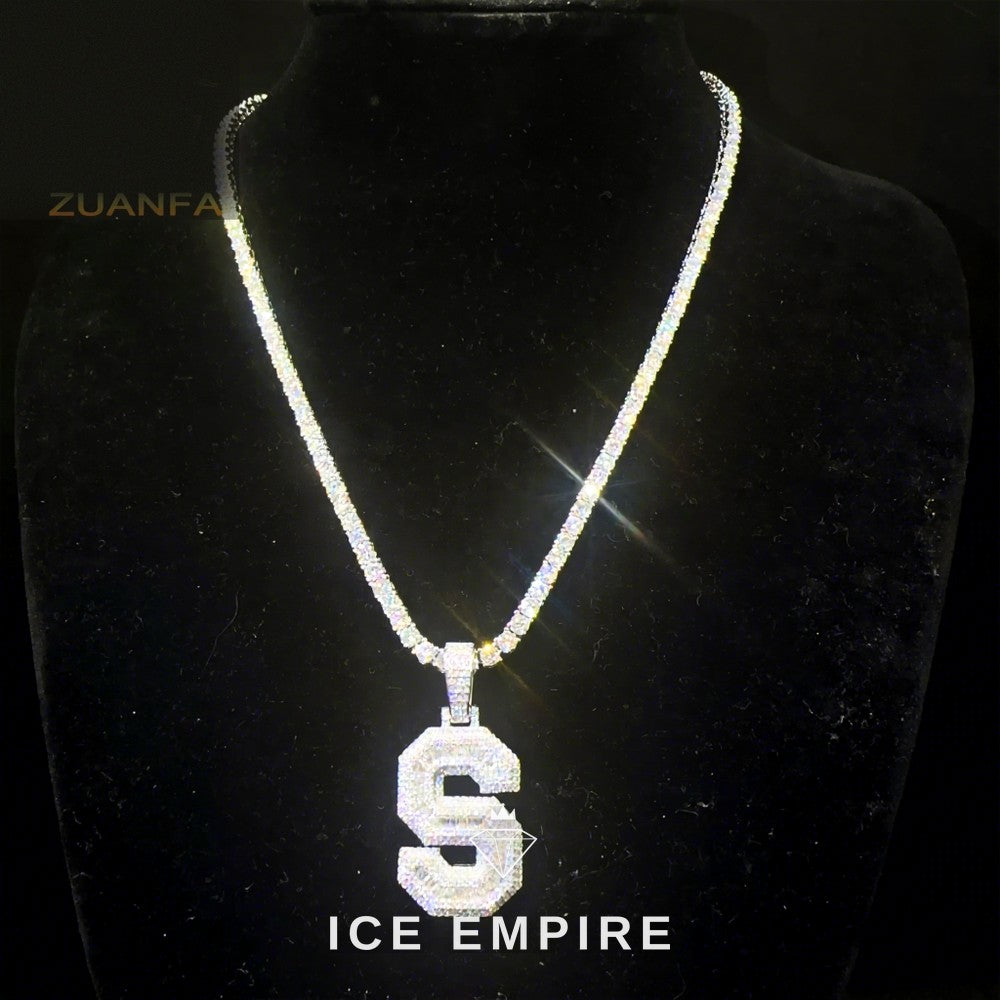 Iced Out Baguette Gold Plated Moissanite Pendant