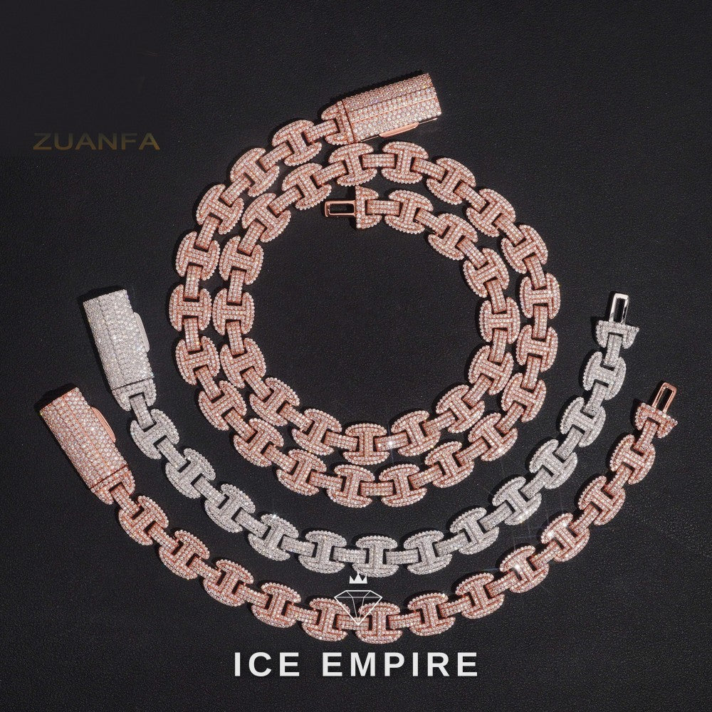Iced Out Rose Gold Plated Moissanite Cuban Chain
