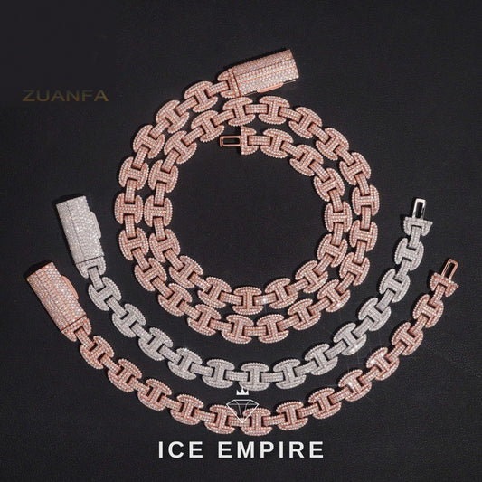 Iced Out Rose Gold Plated Moissanite Cuban Chain
