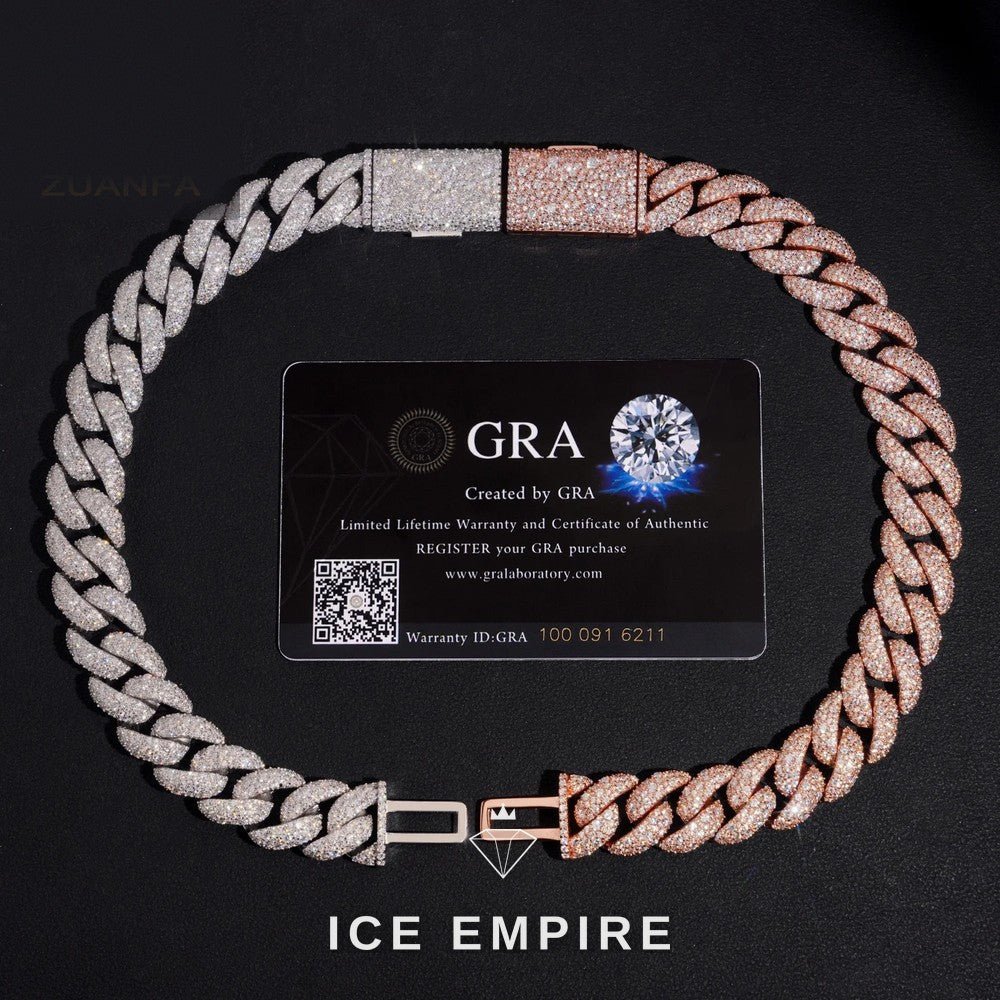 Iced Out Rose Gold Plated Moissanite Cuban Chain