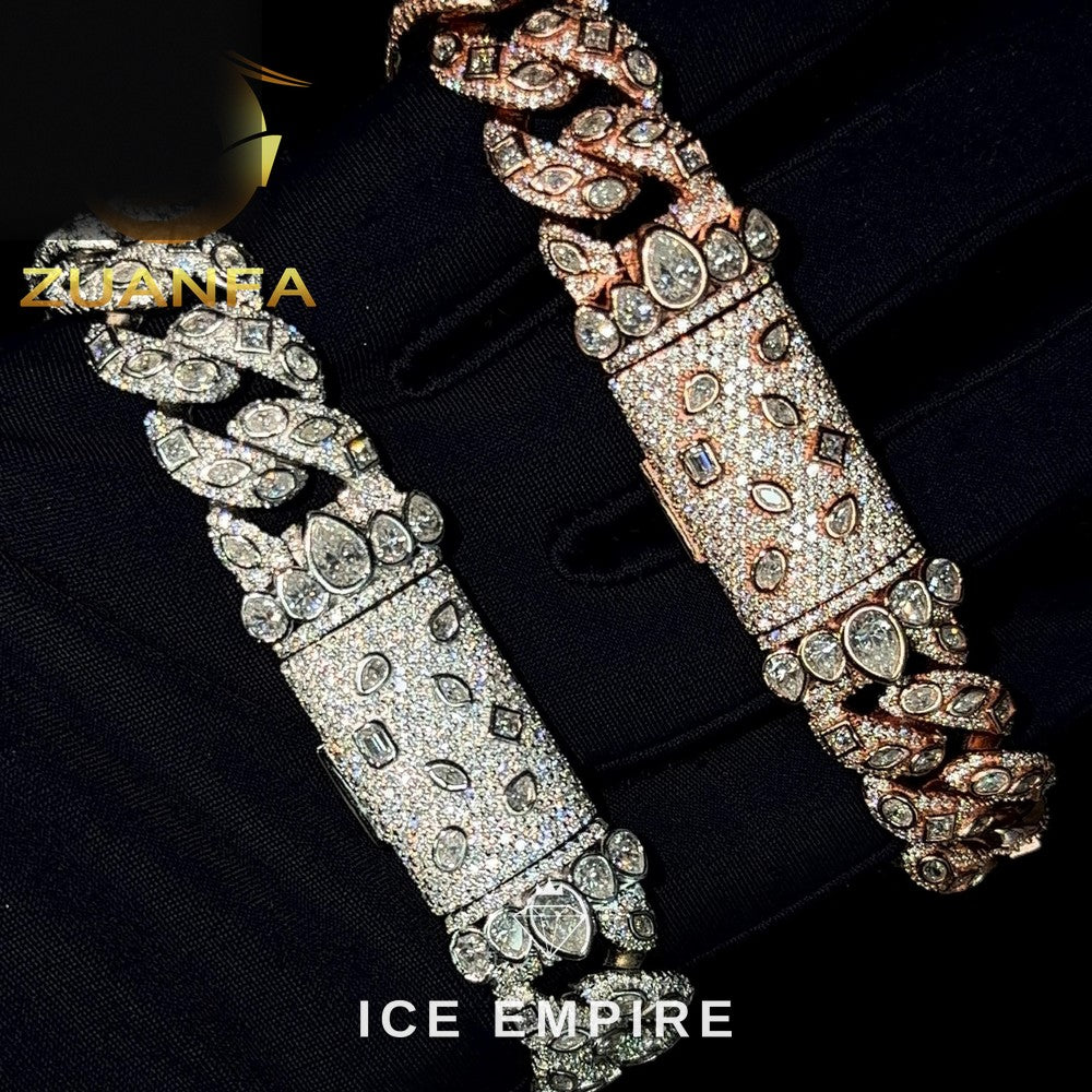 Iced Out 925 Silver Moissanite Cuban Chain