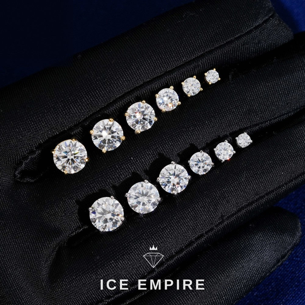 Iced Out Gold Plated Moissanite Stud Earrings