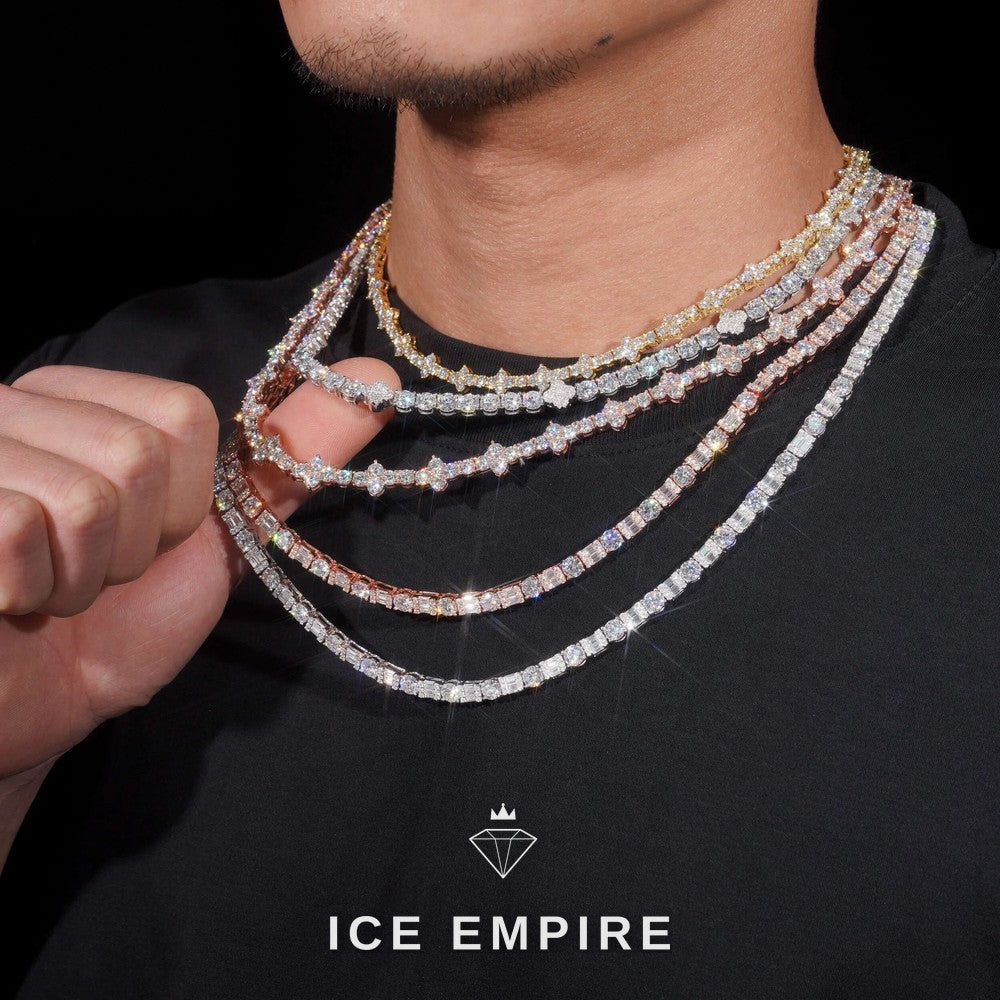 Iced Out Cross Rose Gold Plated Moissanite Cuban Chain