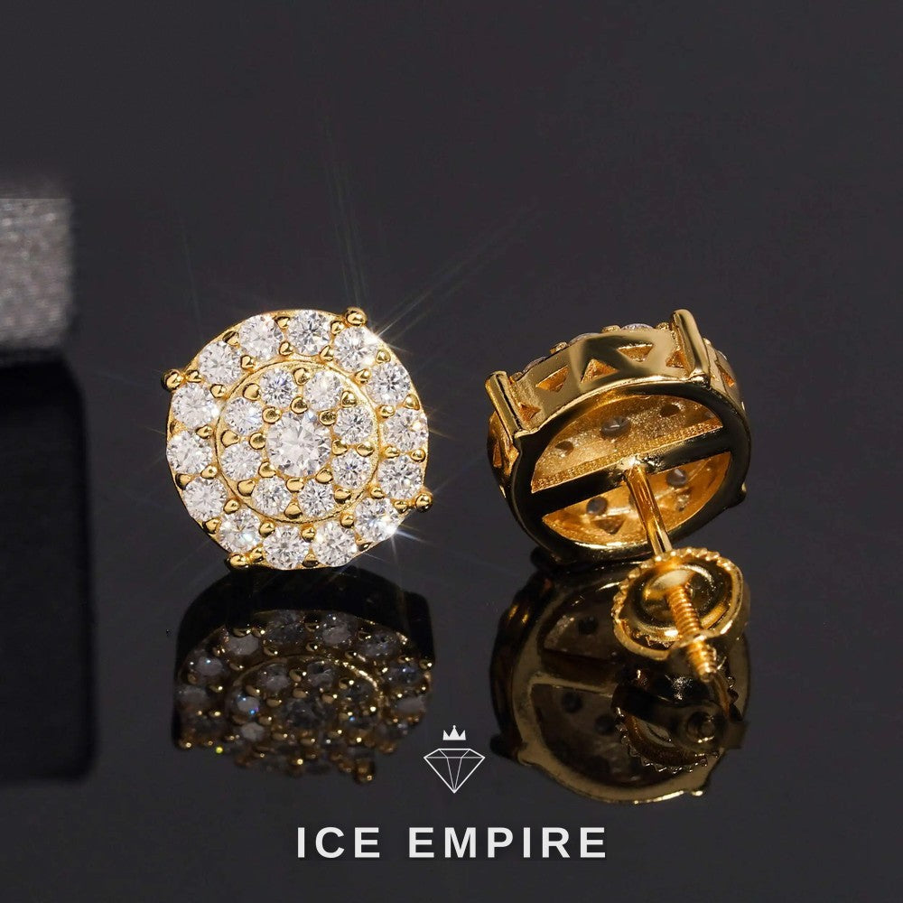 Iced Out Gold Plated Moissanite Stud Earrings