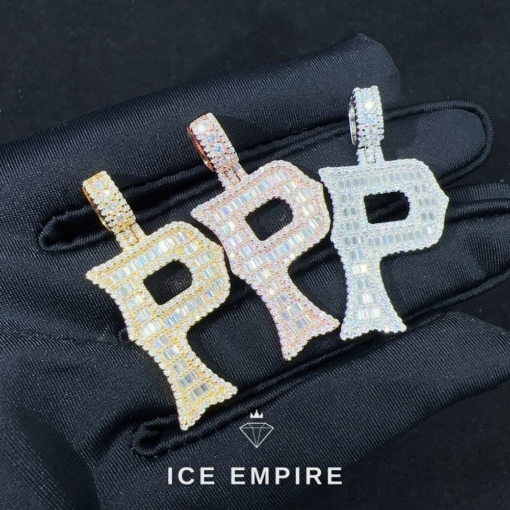 Iced Out Baguette Rose Gold Plated Moissanite Pendant