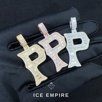 Iced Out Baguette Rose Gold Plated Moissanite Pendant