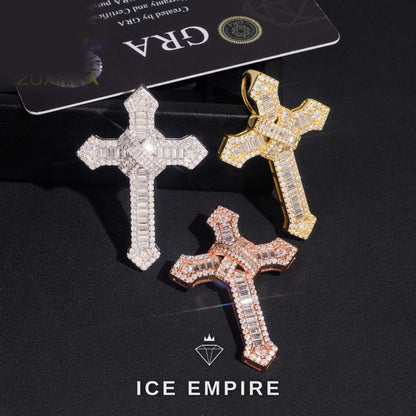 Iced Out Cross 925 Silver Pendant
