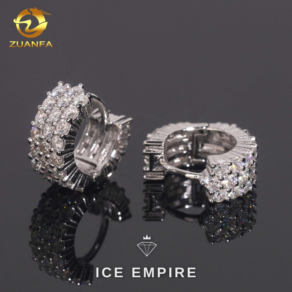 Iced Out 925 Silver Moissanite Hoop Earrings