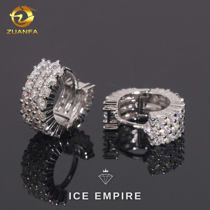Iced Out 925 Silver Moissanite Hoop Earrings