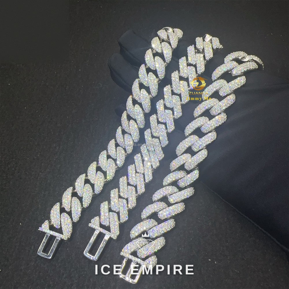 Iced Out 925 Silver Moissanite Cuban Chain