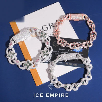 Iced Out Rose Gold Plated Moissanite Cuban Chain