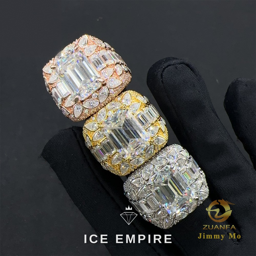 Iced Out 925 Silver Moissanite Ring