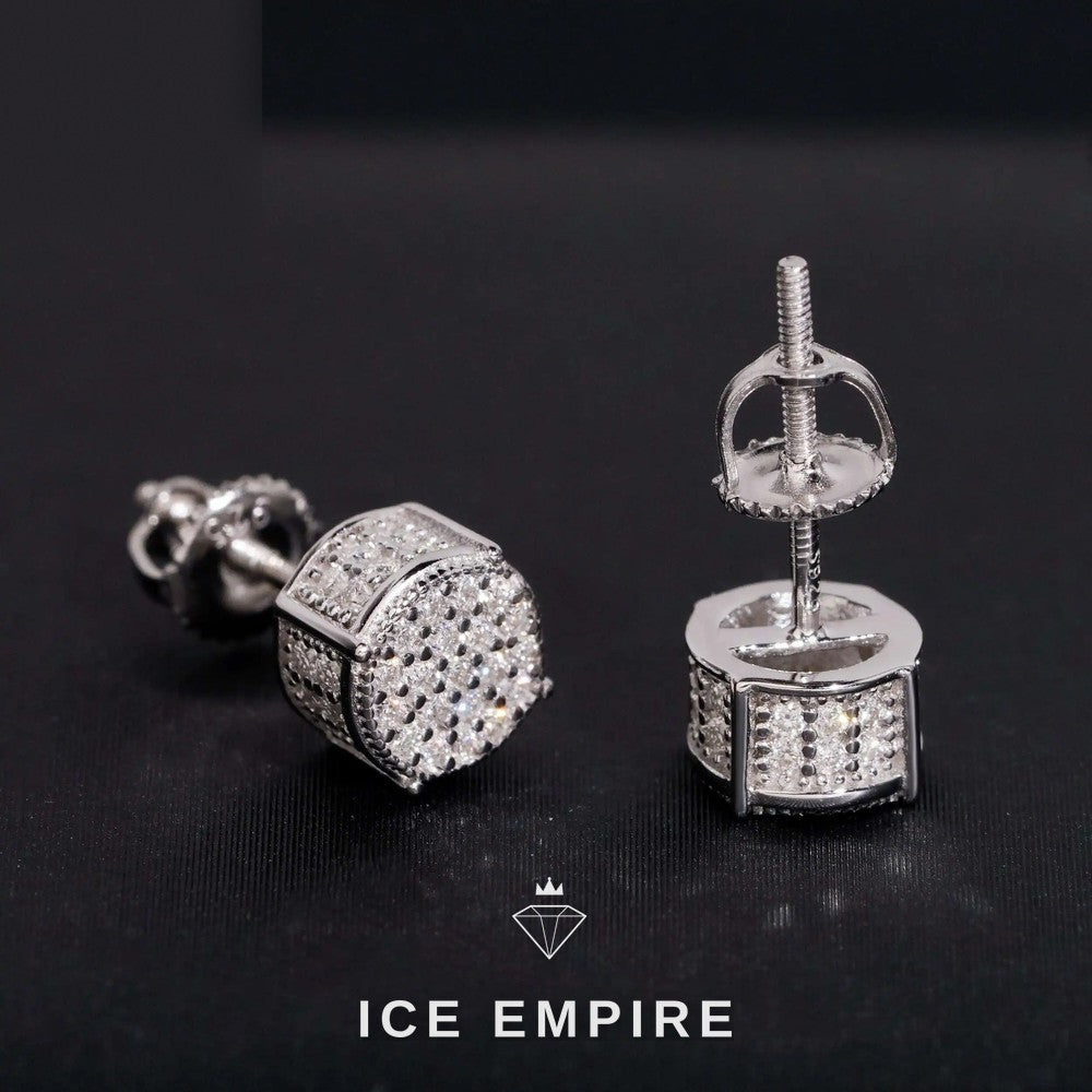 Iced Out 925 Silver Moissanite Stud Earrings