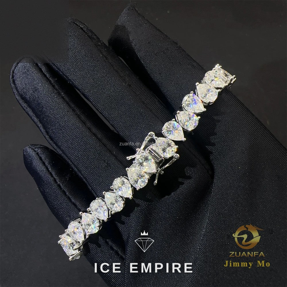 Iced Out Cluster 925 Silver Moissanite Tennis Chain