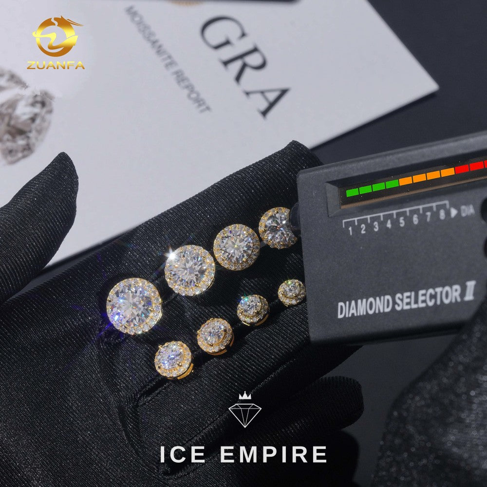 Iced Out Rose Gold Plated Moissanite Stud Earrings