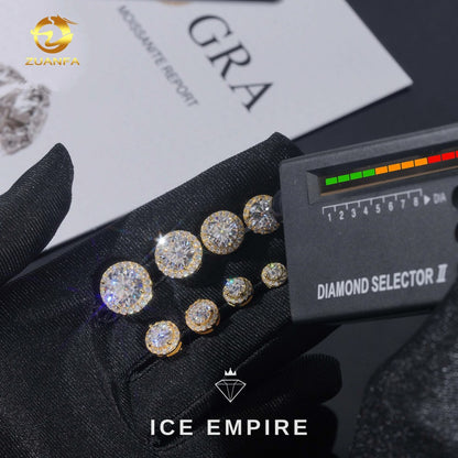 Iced Out Rose Gold Plated Moissanite Stud Earrings