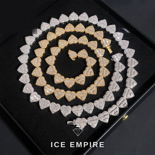 Iced Out Baguette Rose Gold Plated Moissanite Cuban Chain