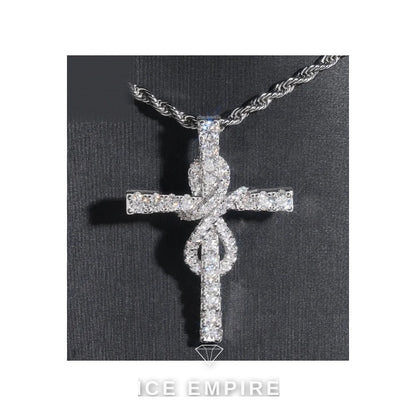 Iced Out Cross 925 Silver Pendant