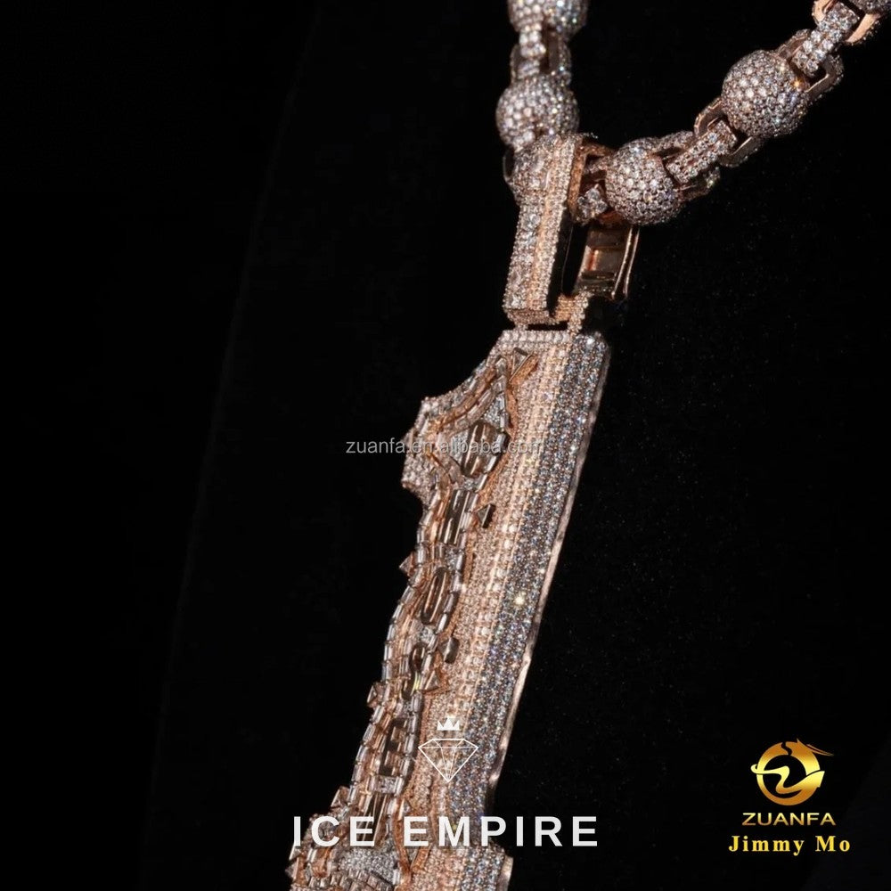 Iced Out Rose Gold Moissanite Pendant