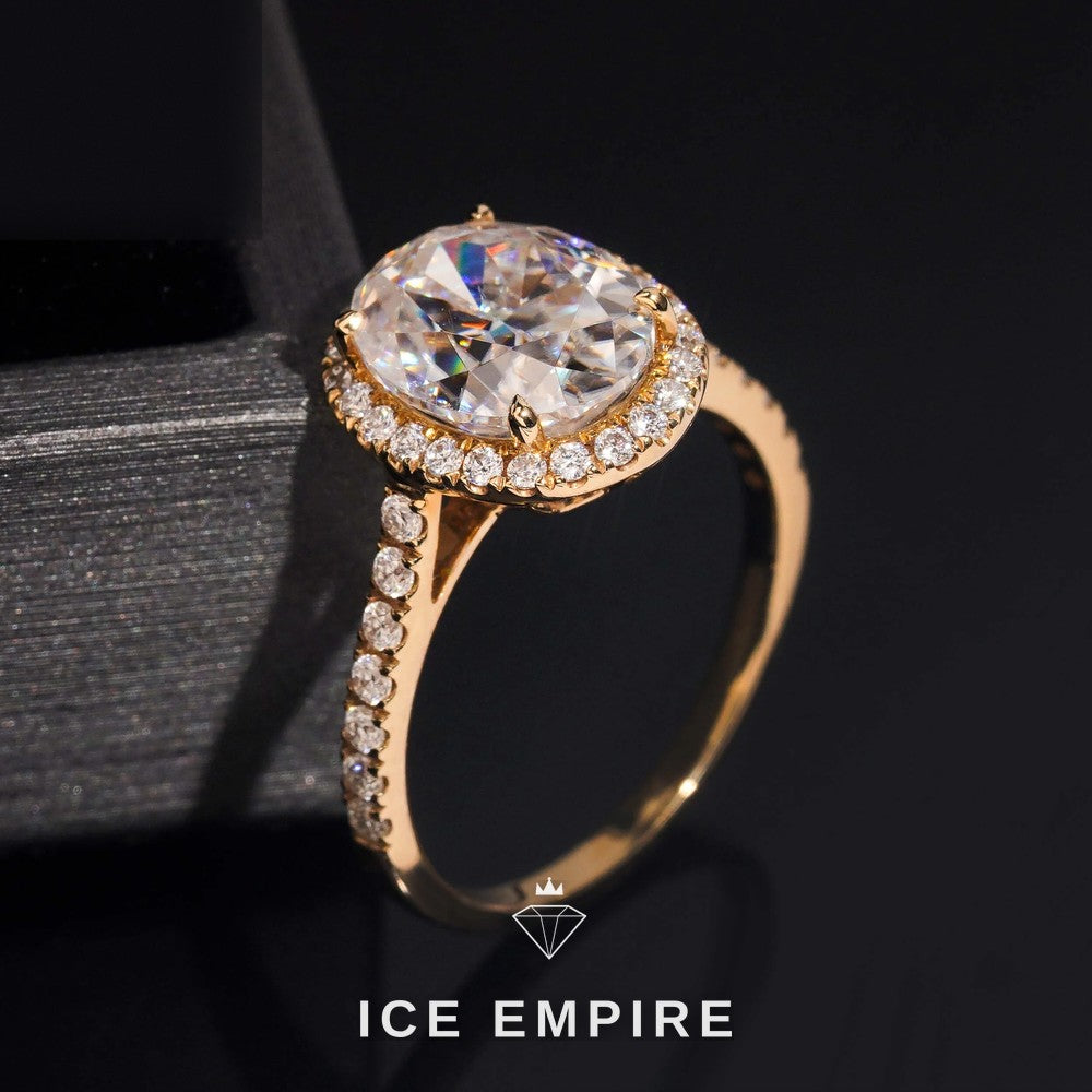 Iced Out 14K Gold Moissanite Wedding Band