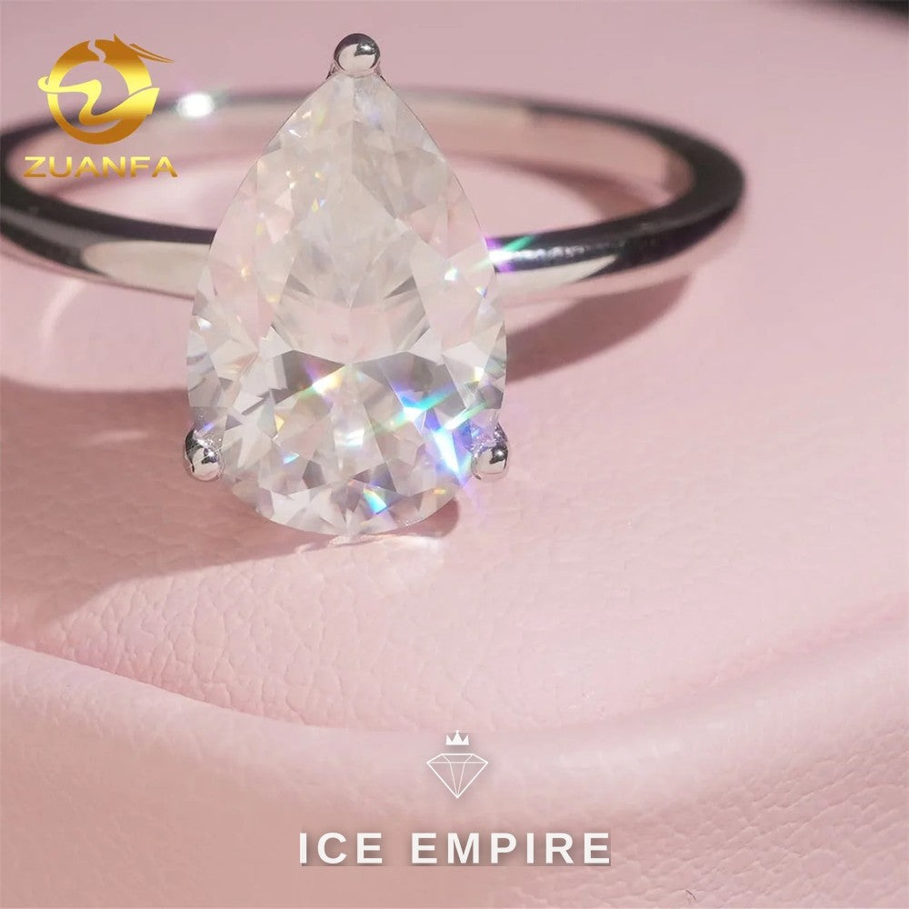Iced Out 925 Silver Moissanite Engagement Ring