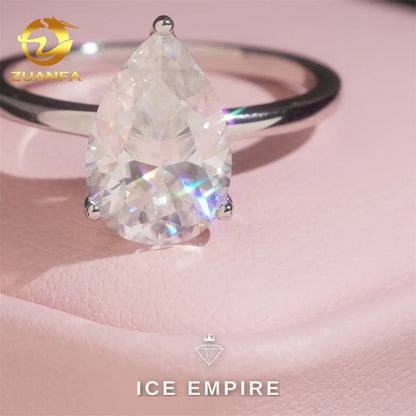 Iced Out 925 Silver Moissanite Engagement Ring