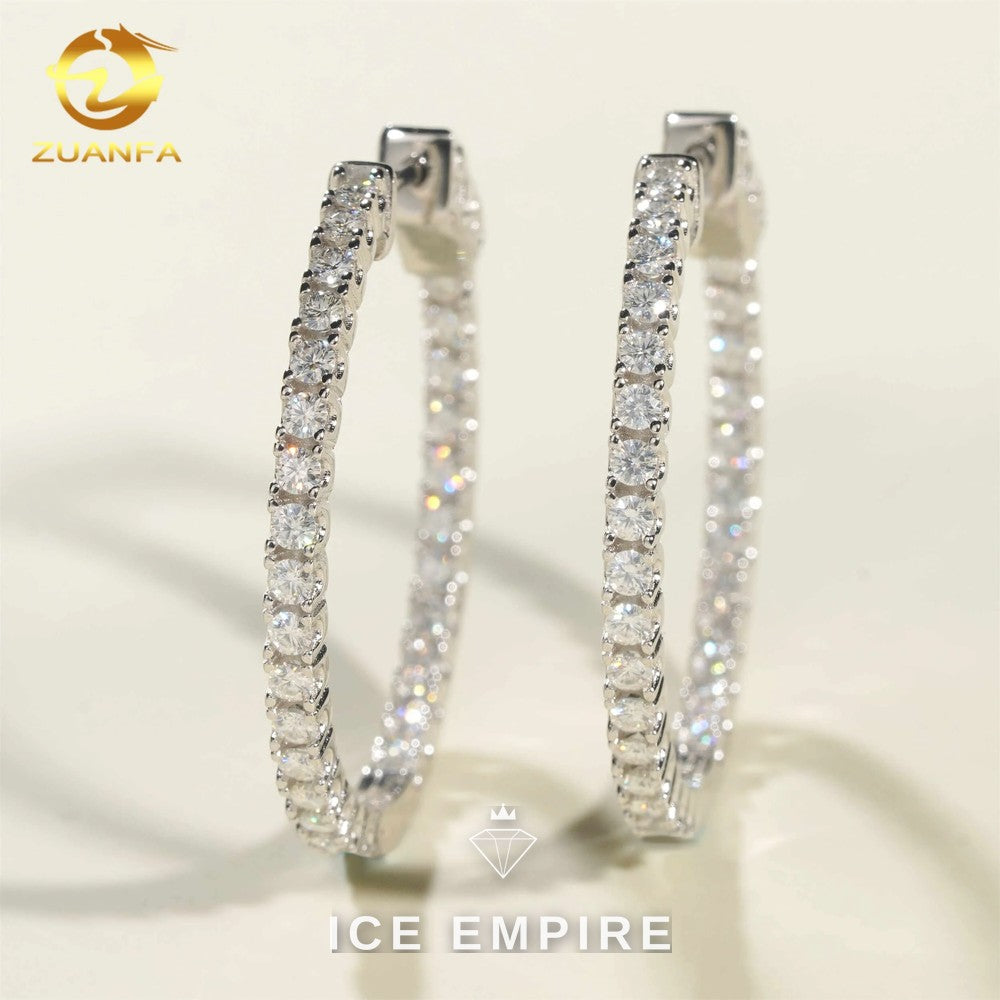 Iced Out Gold Plated Moissanite Hoop Earrings